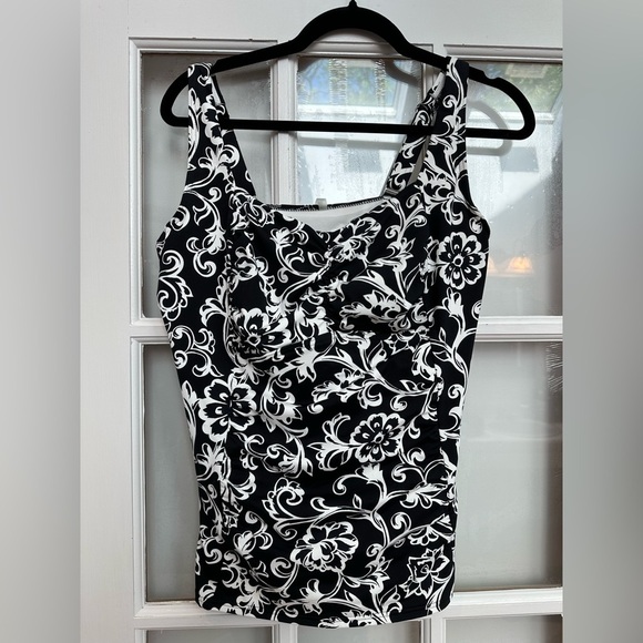 Lands' End Floral Paisley Tankini Swim Top Underwire Women’s Size 12DD - Picture 1 of 10